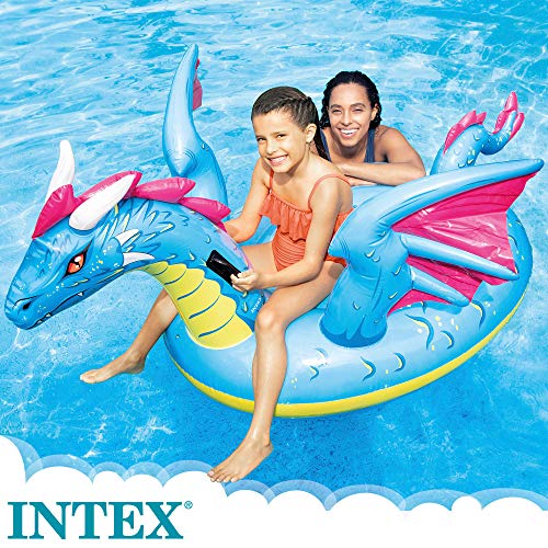 Intex-57563NP Intex-Ride on dragon 201x191 cm 3 años, multicolor, 3.pequeño (57563NP)