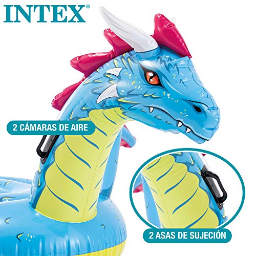 Intex-57563NP Intex-Ride on dragon 201x191 cm 3 años, multicolor, 3.pequeño (57563NP)