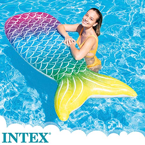 Intex 58788EU - Colchoneta INTEX hinchable, Colchoneta cola de sirena, 178x71x18 cm, Diseño multicolor, Peso máximo 100 Kg, Inflables INTEX, Colchoneta sirena, Flotador para adultos