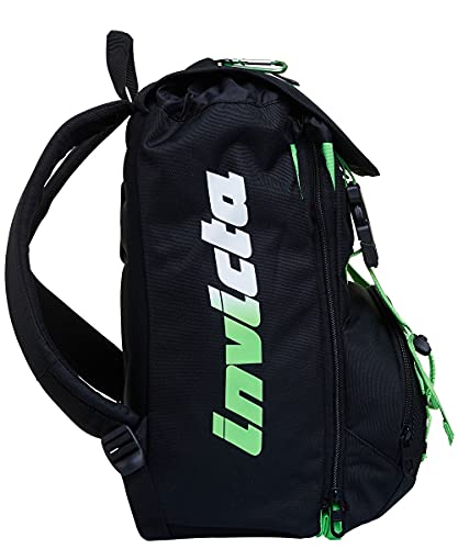 INVICTA S.P.A. Zaino Square Mochila, Nero/Verde, Talla única Niños y Chicos