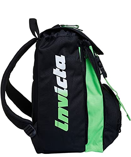 INVICTA S.P.A. Zaino Square Mochila, Nero/Verde, Talla única Niños y Chicos