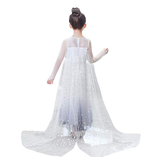 IWEMEK Niñas Disfraz de Princesa Elsa Vestido con Accesorios Snow Ice Queen Reino de Hielo Disfraces de Carnaval Fiesta Halloween Costume Navidad Cumpleaños Traje Ropa G - Azul Marino Set 6-7 Años