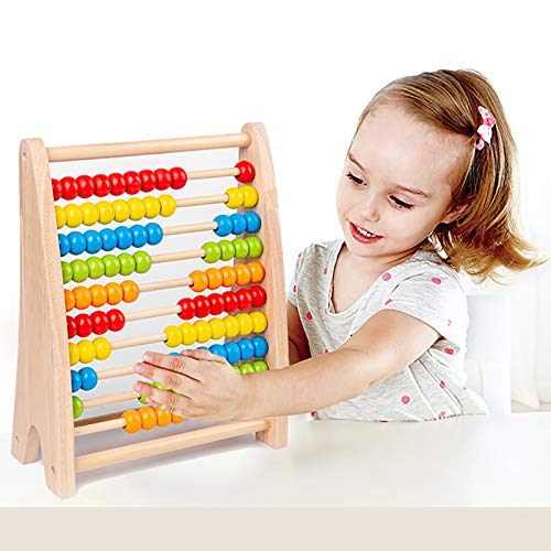 Jacootoys Ábaco de Madera Juguetes educativos Cuentas de Conteo Juegos de Matemáticas Regalos Montessori para niños de 3 años Niños Niñas