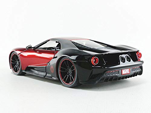 Jada 31190 Hollywood Rides 1:24 2017 Ford GT with Miles Morales Figura, Negro y Rojo