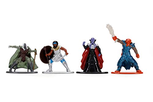 Jada Toys Dungeons & Dragons Nanofigs - Juego de 4 figuritas coleccionables de la Cast, Drizzt Drow Elf Ranger, Human Fighter, Dragonborn Cleric, Mind Flayer, 4 Unidades, 4 cm, a Partir de 12 años