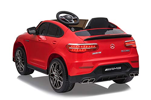 JAMARA 460649 Ride-on Mercedes-Benz AMG GLC 63 S Coupé 12 V – tracción 4 velocidades USB 4 Motores de Motor de Alta Potencia, Eje Trasero con suspensión, indicador de Voltaje de la batería, LED Rojo