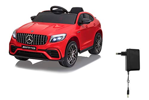 JAMARA 460649 Ride-on Mercedes-Benz AMG GLC 63 S Coupé 12 V – tracción 4 velocidades USB 4 Motores de Motor de Alta Potencia, Eje Trasero con suspensión, indicador de Voltaje de la batería, LED Rojo