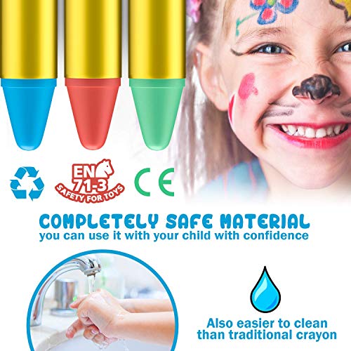 JamBer Pinturas Cara para Niños No Tóxico Pinturas Facial,28 Colores crayones de Pintura Carnaval Halloween, Fiestas, Semana Santa.Cosplay,Fiestas Temáticas - Regalo de Día del Niño