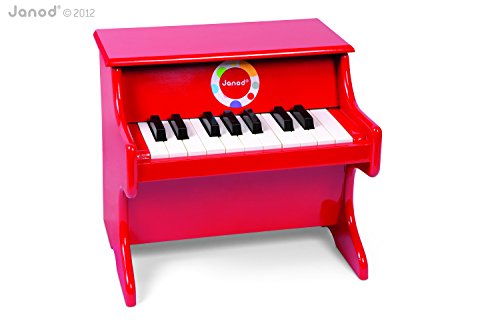 Janod - Confetti - Piano en Madera, Instrumento Musical para Niños, Juguete de Imitación y Estimulación Del Talento Musical - Desde Los 3 Años (Rojo), J07622