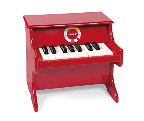 Janod - Confetti - Piano en Madera, Instrumento Musical para Niños, Juguete de Imitación y Estimulación Del Talento Musical - Desde Los 3 Años (Rojo), J07622