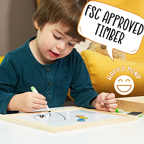 Jaques of London Pizarra magnética – Juguetes de madera perfectos para niños de 2 a 3 a 4 años – Tablero de dibujo magnético reversible para niños de 2 a 3 a 4 años