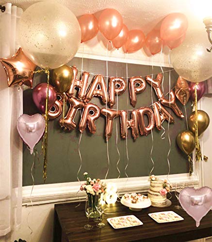 JeVenis 38 PCS Rose Gold 50th Birthday Decorations Artículos de Fiesta Número 50 Globos de cumpleaños Happy Birthday Balloon