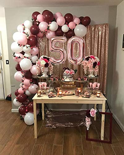 JeVenis 38 PCS Rose Gold 50th Birthday Decorations Artículos de Fiesta Número 50 Globos de cumpleaños Happy Birthday Balloon