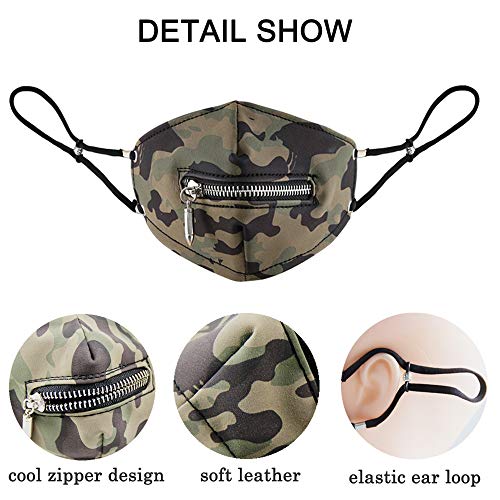 JewelryWe Mascarillas para Hombres y Mujere,Pasamontañas de esquí, Máscara de Camuflaje de Cuero, Máscara de Tormenta Esquí Cosplay,Fashion Protective,Lavable, Regalo Halloween Navidad