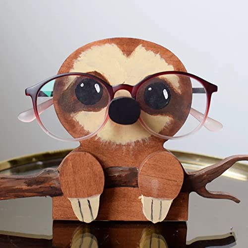 JIJK Monkey - Soporte para gafas para niños y mujeres, diseño divertido de madera para animales, para adultos, como gafas de lectura, organizador para escritorio, mesita de noche