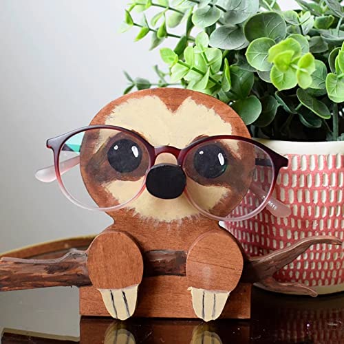 JIJK Monkey - Soporte para gafas para niños y mujeres, diseño divertido de madera para animales, para adultos, como gafas de lectura, organizador para escritorio, mesita de noche