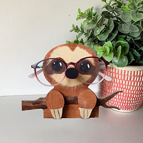 JIJK Monkey - Soporte para gafas para niños y mujeres, diseño divertido de madera para animales, para adultos, como gafas de lectura, organizador para escritorio, mesita de noche