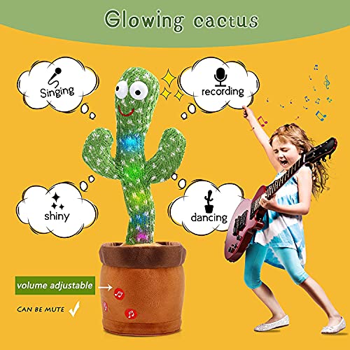 JISON21 Cactus bailando de peluche, cactus parlante juguete de peluche cactus, juguete electrónico para danza para niños, regalo (volumen ajustable)