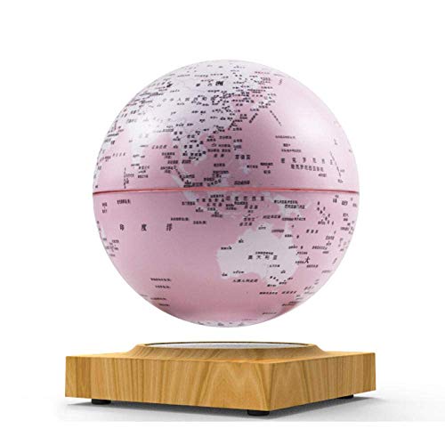 JJYY Globo terráqueo Giratorio de 6 Pulgadas con luz LED, Globo terráqueo levitante Rosa para Regalo de niños, decoración de la Oficina en casa