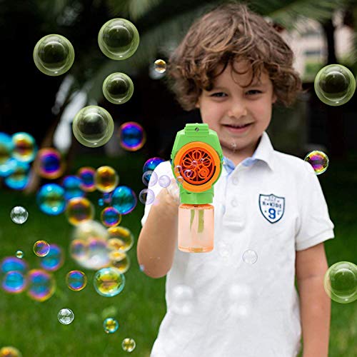 JOYIN Máquina de Burbujas, 2 Pistolas de Burbujas para niños con 2 Solución Burbujas, Regalos de Fiesta Cumpleaños, Actividad al Aire Libre para niños y niñas, Juguetes de Verano