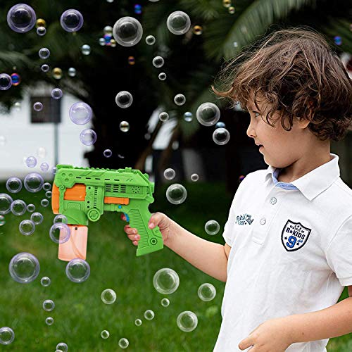 JOYIN Máquina de Burbujas, 2 Pistolas de Burbujas para niños con 2 Solución Burbujas, Regalos de Fiesta Cumpleaños, Actividad al Aire Libre para niños y niñas, Juguetes de Verano