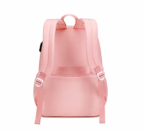 Joymoze Elegante Juego de Mochila Escolar con Orejas de Gato Brillantes para Chica Adolescente Rosa