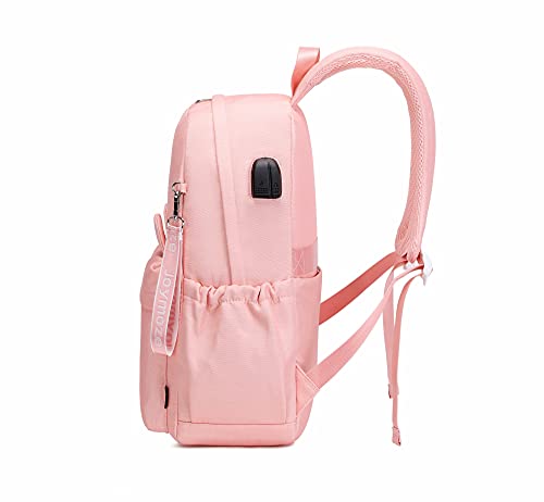 Joymoze Elegante Juego de Mochila Escolar con Orejas de Gato Brillantes para Chica Adolescente Rosa