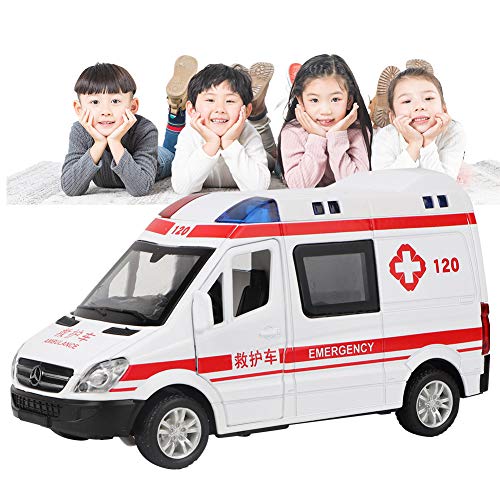 Joyzan Coche de Juguete de Ambulancia con Luces Vehículo de Rescate de Emergencia impulsado por fricción de Sonido 1:36 Rescate hospitalario Niños Transporte médico Vehículo de Emergencia