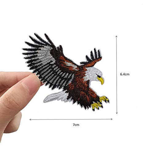 Juego de 2 parches bordados para planchar con diseño de águila calva americana y águila calva, para exteriores