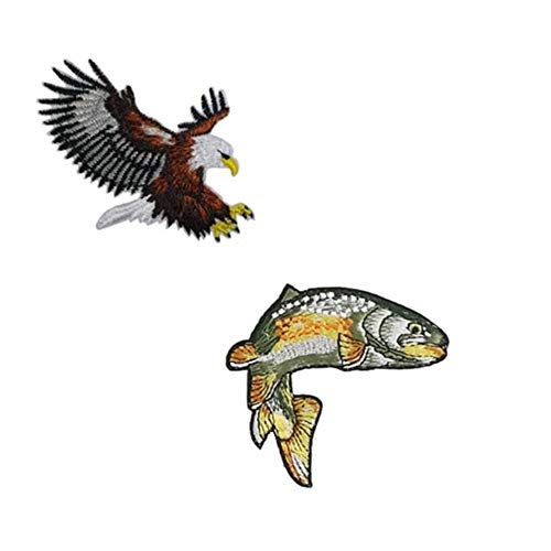 Juego de 2 parches bordados para planchar con diseño de águila calva americana y águila calva, para exteriores