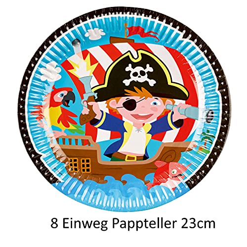 Juego de 37 piezas para fiesta de cumpleaños infantil, platos, vasos, servilletas, piratas