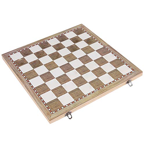 Juego de ajedrez plegable de madera, juego de 3 en 1 a cuadros, juego de ajedrez portátil, juego de ajedrez para principiantes y niños (tamaño: 29 x 29 cm)