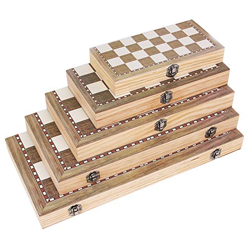 Juego de ajedrez plegable de madera, juego de 3 en 1 a cuadros, juego de ajedrez portátil, juego de ajedrez para principiantes y niños (tamaño: 29 x 29 cm)