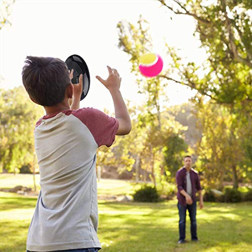 Juego de Bolas de Lanzamiento y Captura, Juego de Paletas de Capturadores y Pelota Deportiva de Paddle Catch Bat Ball, 2 Paletas y 2 Bolas, Adecuado para Deportes, Playa, Regalos de Cumpleaños