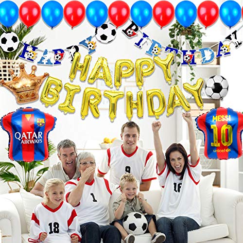 Juego de globos de fondo azul y rojo para fiestas de fútbol, decoración para niños, cumpleaños, fútbol, suministros para fiestas temáticas, 70 unidades en total