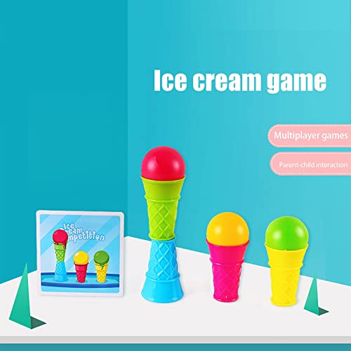 Juego de helado, cuchara y juguetes apilables, juego de simulación de cono de helado, torre de helado de postre congelado, para niños pequeños de 2 a 4 años, regalo de cumpleaños para niñas y niños