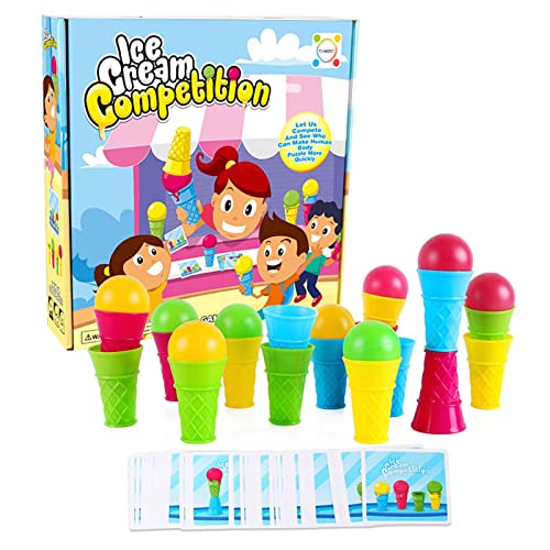 Juego de helado, juego de cono de helado, juguete para heladería de dulces, torre de helado de postre congelado, juego de equilibrio, comida de juego de simulación, regalo de cumpleaños para niños