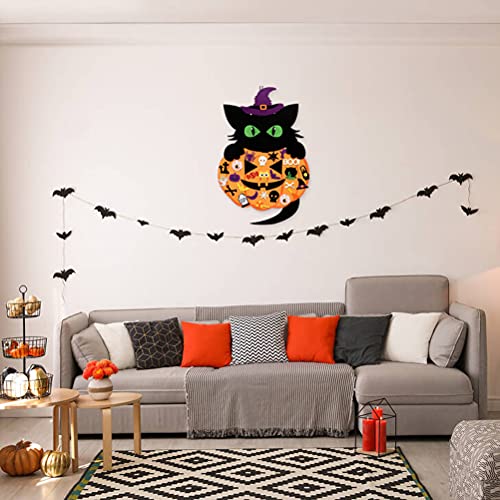 Juego de manualidades de fieltro, 52 unidades, Halloween, calabaza, gato, bruja, adhesivo de fieltro para decoración de Halloween