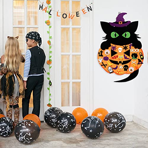 Juego de manualidades de fieltro, 52 unidades, Halloween, calabaza, gato, bruja, adhesivo de fieltro para decoración de Halloween