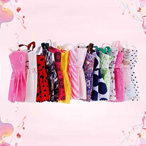 Juego de ropa de muñeca de 35 piezas para muñecas Barbie, faldas de moda, trajes de vestir para muñecas Barbie, que incluyen 12 faldas de boda+12 pares de zapatos+5 tiaras+6 collares muñeca Barbie