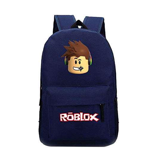 Juego r-o-b-l-o-x patrón Mochila Mochila Escolar para Estudiantes Bolsa de Viaje al Aire Libre Bolsa Deportiva Bolsa de montañismo Bolsa para computadora 1-Patrón Azul Marino 1_Alta Capacidad