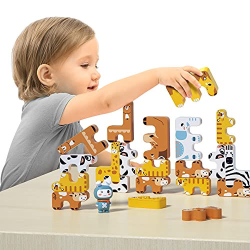 Juegos de apilamiento Juguetes para niños Montessori Animal Equilibrio Bloques Juegos Apilamiento Educativo pequeños Juguete de construcción Altos para 3-6 años Niños Bebés Adultos Niños Niñas 15pcs