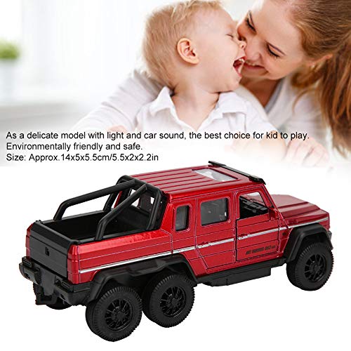 Juguete de camioneta, aleación de alta simulación 1:32 Tire hacia atrás Modelo de camioneta Diecast Coches de juguete con adornos decorativos de sonido y luz para niños Niños(rojo)