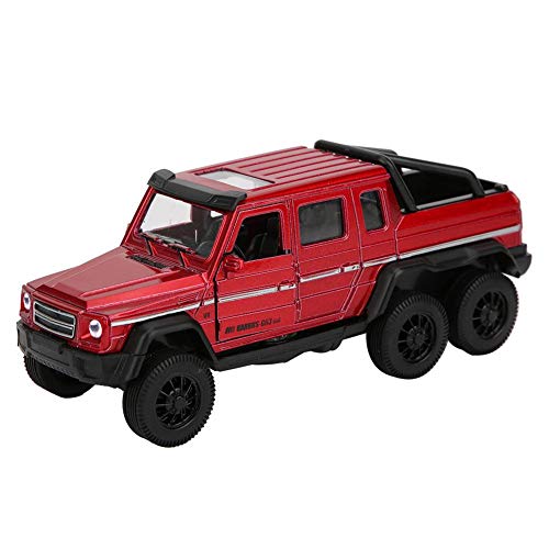 Juguete de camioneta, aleación de alta simulación 1:32 Tire hacia atrás Modelo de camioneta Diecast Coches de juguete con adornos decorativos de sonido y luz para niños Niños(rojo)