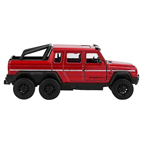 Juguete de camioneta, aleación de alta simulación 1:32 Tire hacia atrás Modelo de camioneta Diecast Coches de juguete con adornos decorativos de sonido y luz para niños Niños(rojo)