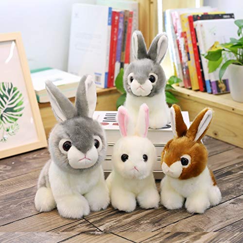 Juguete de peluche de conejo, bonito para bebé, mini cojín de conejo, color blanco, juguete de edredón para niños recién nacidos, para acompañar el sueño, cumpleaños y San Valentín