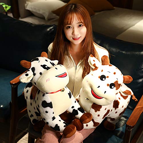 Juguete de peluche de vaca de simulación gigante, lindo cojín de ganado blanco, cojines suaves y grandes, edredón de peluche, juguetes de regalo para niños y niñas de 348 (color marrón, tamaño: 30 cm)