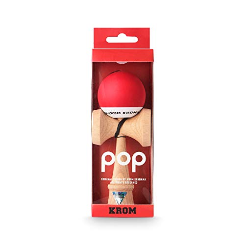 Juguete KROM Kendama – POP Red – Resistente y Duradero – Mejora tus Habilidades Cognitivas – Mejora el Balance, los Reflejos y la Creatividad – Kendama Modelo Pro Hecho Para Principiantes y Expertos