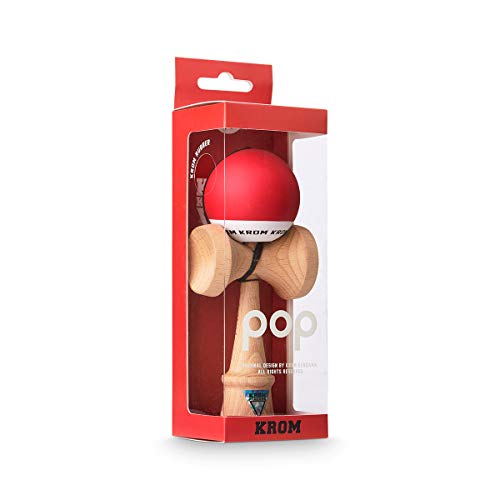 Juguete KROM Kendama – POP Red – Resistente y Duradero – Mejora tus Habilidades Cognitivas – Mejora el Balance, los Reflejos y la Creatividad – Kendama Modelo Pro Hecho Para Principiantes y Expertos