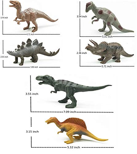 Juguetes de Figuras de Dinosaurios 6 Piezas Juego de Juguetes de Dinosaurios realistas de plástico Surtido de 7 "para niños Frescos y educación de niños pequeños (Tyrannosaurus Toy Set of 6)